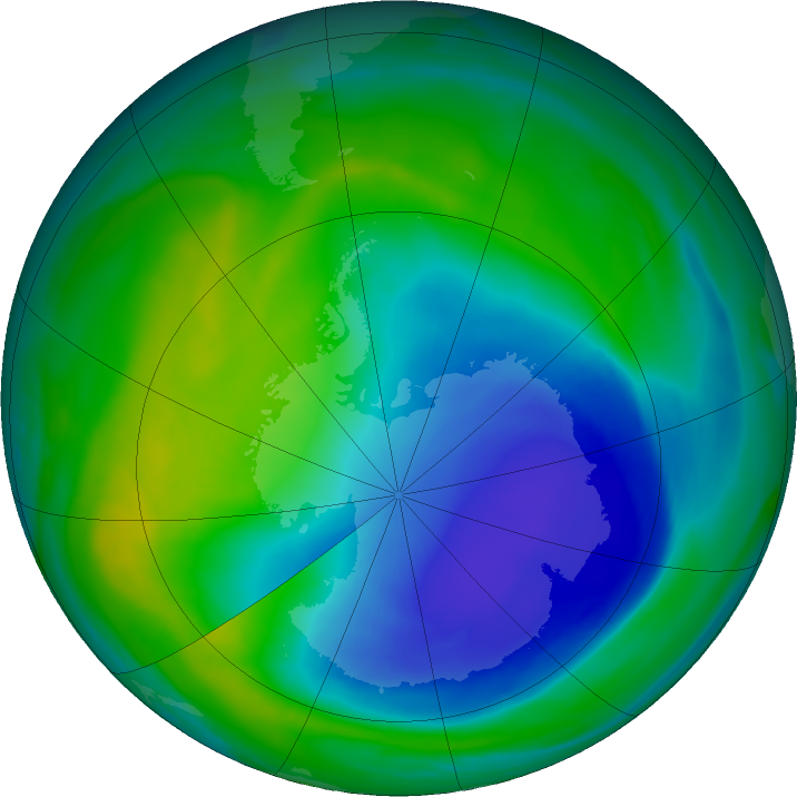 Antarctic ozone map for 27 November 2021